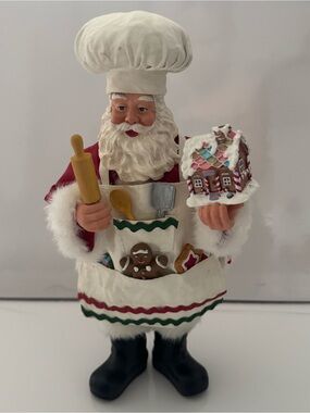 Vintage Santa Baker Figurine Chef Gingerbread House Christmas Decor 11.5”